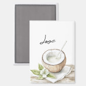 Aimant Mariage Floral Tropical Aloha de Plage à la Noix d (Recto/Verso)