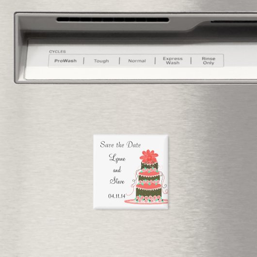 Aimant Mariage Gâteau Enregistrer la date (In Situ (Lave-vaisselle))