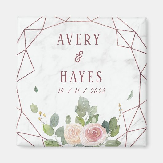 Aimant Mariage géométrique Rose élégant (Devant)