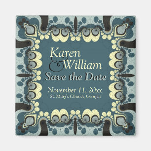 Aimant Mariage Goddess Turquoise Noir Économisez la Date