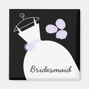 Aimant Mariage Gown Purple 'Bridesmaid' noir