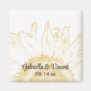Aimant Mariage graphique de tournesol jaune