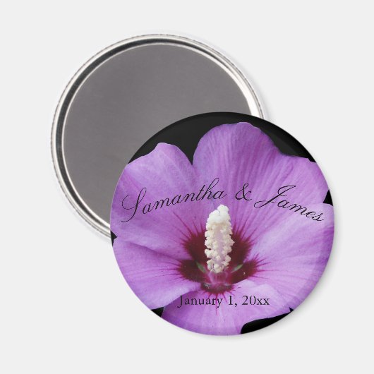 Aimant Mariage gros plan sur Hydrangea Violette (Recto/Verso)