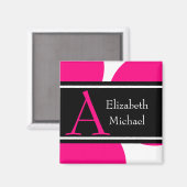 Aimant Mariage initial de monogramme rose (Recto/Verso)