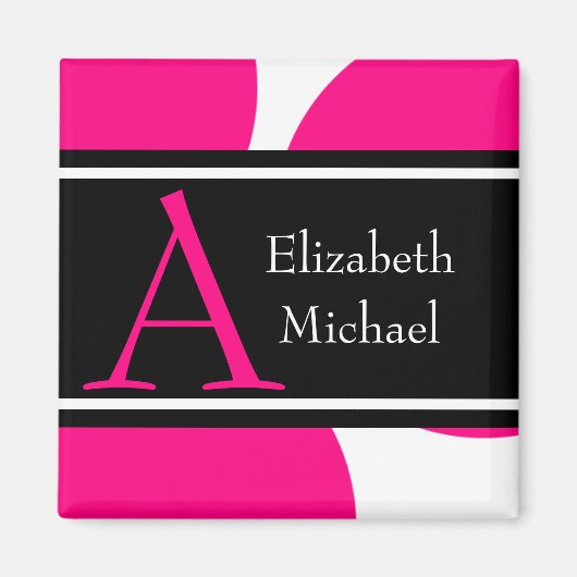 Aimant Mariage initial de monogramme rose (Devant)