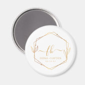 Aimant Mariage Initiales Monogrammées Or Classique Élégan (Recto/Verso)