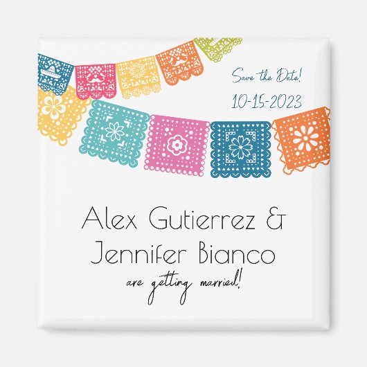 Aimant Mariage - Mariage Papel Picado Enregistrer La Date (Devant)