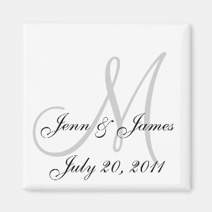 Aimant Mariage mariée Groom Date Monogramme noir blanc