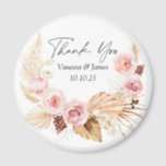 Aimant Mariage merci pour Boho floral pampas herbe<br><div class="desc">Aquarelle Blush PInk Boho Floral Pampas Grass Mariage en faveur aimant</div>