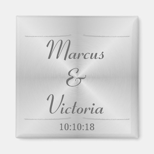 Aimant Mariage Métal Brossé Moderne (Devant)