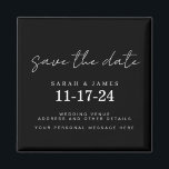 Aimant Mariage minimal moderne Enregistrer la date<br><div class="desc">Un simple et moderne enregistrer la carte de date. Personnalisez ce design minimaliste noir et blanc pour avoir vos détails personnels et votre message.</div>