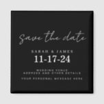 Aimant Mariage minimal moderne Enregistrer la date<br><div class="desc">Un simple et moderne enregistrer la carte de date. Personnalisez ce design minimaliste noir et blanc pour avoir vos détails personnels et votre message.</div>