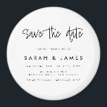 Aimant Mariage minimaliste moderne Enregistrer la date<br><div class="desc">Un simple moderne enregistrer l'aimant de date. Personnalisez ce design minimaliste noir et blanc pour avoir vos détails personnels et votre message.</div>