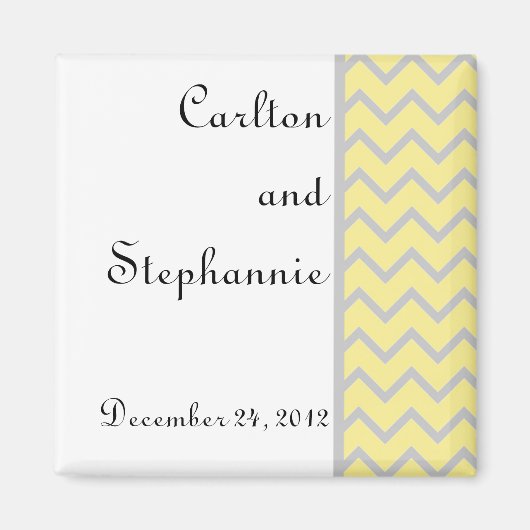 Aimant Mariage moderne Chevron Jaune/Gris (Devant)