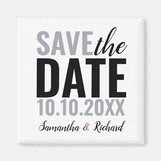 Aimant Mariage moderne Enregistrer la date (Devant)