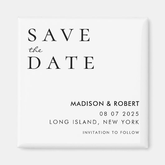 Aimant Mariage moderne simple Enregistrer la date (Devant)