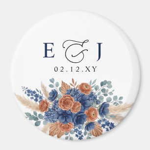 Aimant Mariage Moderne Terracotta Navy Pampas Verdure