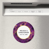 Aimant Mariage moderne violet et or marbre Abstrait (In Situ (Lave-vaisselle))