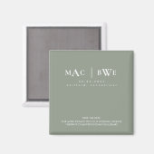 Aimant Mariage Monogramme simple Enregistrer Date Sage Ma (Recto/Verso)
