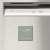 Aimant Mariage Monogramme simple Enregistrer Date Sage Ma (In Situ (Lave-vaisselle))