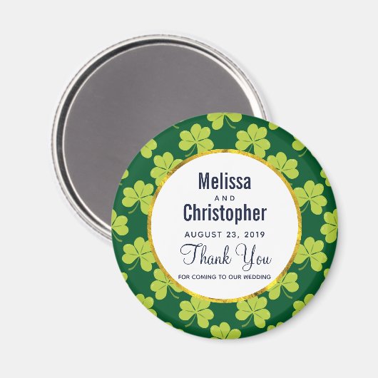 Aimant Mariage Motif de Clover vert mignon (Recto/Verso)