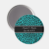 Aimant Mariage motif léopard turquoise en faveur (Recto/Verso)