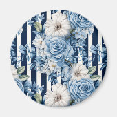 Aimant Mariage Navy Blue Floral Stripes (Devant)