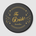 Aimant Mariage Noir Bride Or Et Anniversaire Personnalisé<br><div class="desc">Bride Gold Black Mariage And Anniversary Custom Magnet est idéal pour la Mariée à utiliser avec ses accessoires,  décor ou donner comme faveurs. Personnalisez-le.</div>