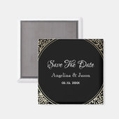 Aimant Mariage noir et or chic Enregistrer la date (Recto/Verso)