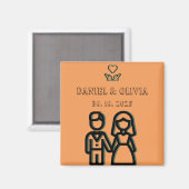Aimant Mariage orange profond (Recto/Verso)