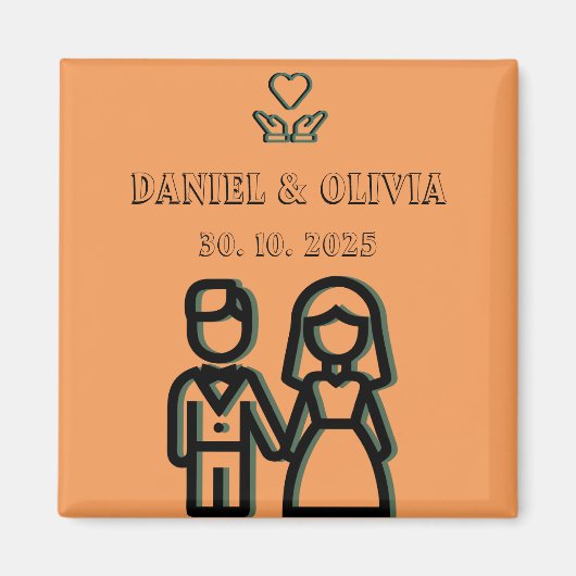 Aimant Mariage orange profond (Devant)