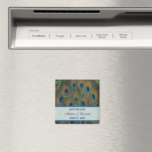 Aimant Mariage Peacock Enregistrer La Date (In Situ (Lave-vaisselle))