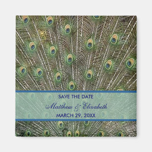 Aimant Mariage Peacock Enregistrer La Date