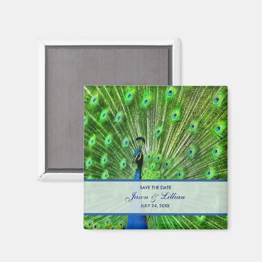 Aimant Mariage Peacock Enregistrer La Date (Recto/Verso)