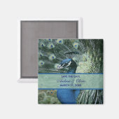 Aimant Mariage Peacock Enregistrer La Date (Recto/Verso)