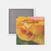 Aimant Mariage personnalisé Rose jaune qui rougit de bonh (Recto/Verso)