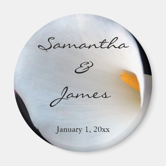 Aimant Mariage personnel blanc Calla Lily (Devant)