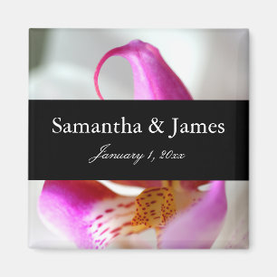 Aimant Mariage personnel orchidée blanche et violette