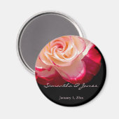 Aimant Mariage personnel Red Frosted White Rose (Recto/Verso)