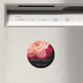 Aimant Mariage personnel Red Frosted White Rose (In Situ (Lave-vaisselle))