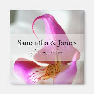 Aimant Mariage personnel violet et blanc orchidée