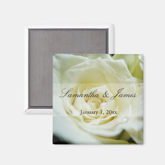 Aimant Mariage personnel White Rose (Recto/Verso)