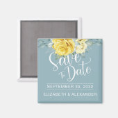 Aimant Mariage photo classe fleurie jaune enregistrer la  (Recto/Verso)