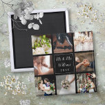 Aimant Mariage Photo Collage Merci Personnalisé<br><div class="desc">Personnalisez avec vos huit photos mariages préférées,  nom et date spéciale pour créer un collage photo unique,  mémoire et cadeau. Un joli gardien au trésor ! Vous pouvez customiser l'arrière - plan à votre couleur préférée. Conçu par Thisisnotme©</div>