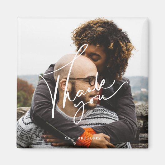 Aimant Mariage photo de script moderne Merci (Devant)