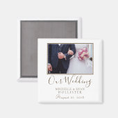 Aimant Mariage photo Keepsaké Elegant Blanc (Recto/Verso)