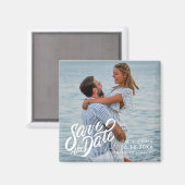 Aimant Mariage photo minimal Enregistrer la date (Recto/Verso)