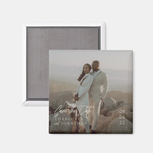 Aimant Mariage photo moderne élégant Enregistrer la date (Recto/Verso)