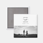 Aimant Mariage photo moderne en noir et blanc (Recto/Verso)