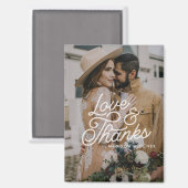 Aimant Mariage photo moderne Retro Love and Thanks (Recto/Verso)